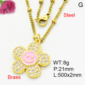 Brass Micro Pave Necklaces F3N403782ablb-L017