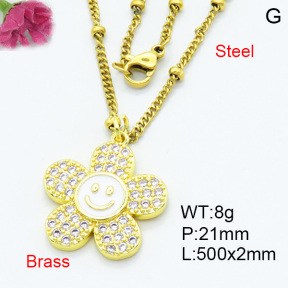 Brass Micro Pave Necklaces F3N403784ablb-L017