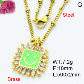 Brass Micro Pave Necklaces F3N403785ablb-L017