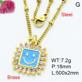 Brass Micro Pave Necklaces F3N403786ablb-L017