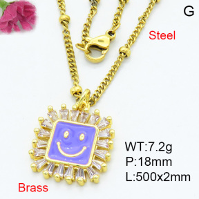 Brass Micro Pave Necklaces F3N403787ablb-L017