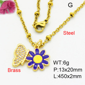 Brass Micro Pave Necklaces F3N403789avja-L017