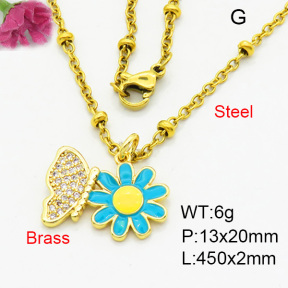 Brass Micro Pave Necklaces F3N403790avja-L017