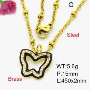 Brass Micro Pave Necklaces F3N403795aajl-L017