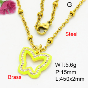 Brass Micro Pave Necklaces F3N403802aajl-L017