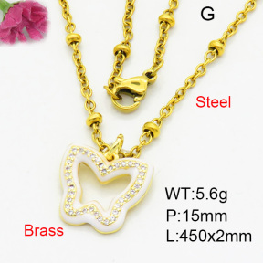 Brass Micro Pave Necklaces F3N403803aajl-L017
