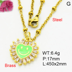 Brass Micro Pave Necklaces F3N403810ablb-L017