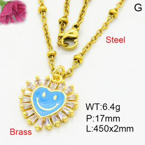 Brass Micro Pave Necklaces F3N403811ablb-L017