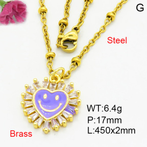 Brass Micro Pave Necklaces F3N403812ablb-L017
