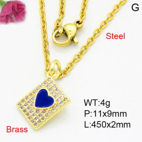 Brass Micro Pave Necklaces F3N403841avja-L017