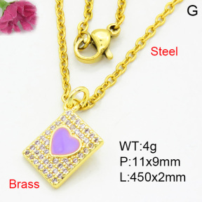 Brass Micro Pave Necklaces F3N403842avja-L017