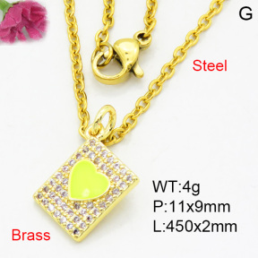 Brass Micro Pave Necklaces F3N403846avja-L017