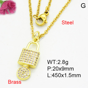 Brass Micro Pave Necklaces F3N403869avja-L017