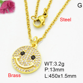 Brass Micro Pave Necklaces F3N403878aajl-L017