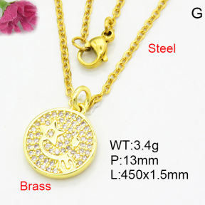 Brass Micro Pave Necklaces F3N403879avja-L017