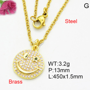 Brass Micro Pave Necklaces F3N403881aajl-L017