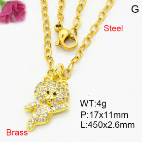 Brass Micro Pave Necklaces F3N403884aajl-L017