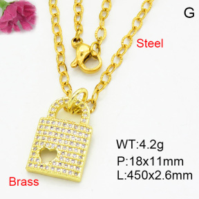 Brass Micro Pave Necklaces F3N403888avja-L017