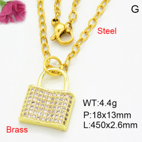 Brass Micro Pave Necklaces F3N403889avja-L017