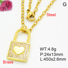 Brass Micro Pave Necklaces F3N403890baka-L017