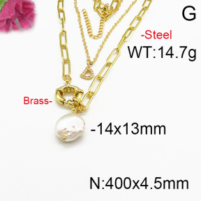 Brass Necklaces F5N300007aima-J123
