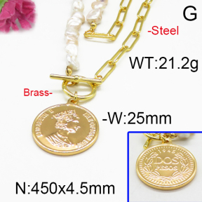 Brass Necklaces F5N300012amla-J123