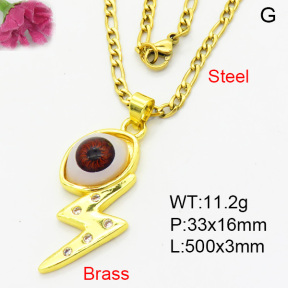 Fashion Brass Necklace  F3N403911baka-L002