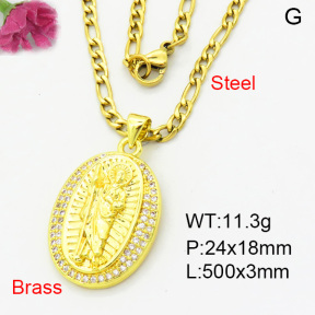 Fashion Brass Necklace  F3N403915aakl-L002