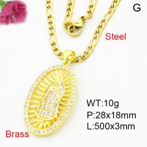 Fashion Brass Necklace  F3N403917ablb-L002
