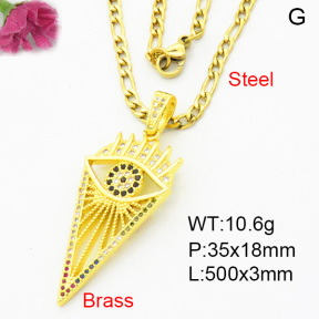 Fashion Brass Necklace  F3N403918vbll-L002