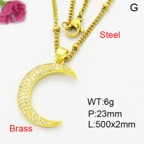 Fashion Brass Necklace  F3N403942aakl-L002