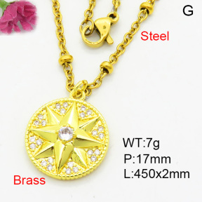 Fashion Brass Necklace  F3N403944aajl-L002