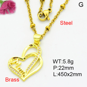 Fashion Brass Necklace  F3N403946avja-L002