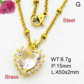 Fashion Brass Necklace  F3N403957aakl-L002