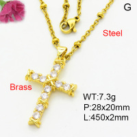 Fashion Brass Necklace  F3N403959baka-L002