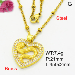 Fashion Brass Necklace  F3N403961aakl-L002