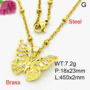Fashion Brass Necklace  F3N403962baka-L002