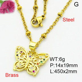 Fashion Brass Necklace  F3N403964aajl-L002