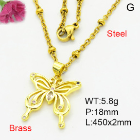 Fashion Brass Necklace  F3N403965avja-L002