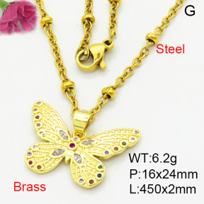 Fashion Brass Necklace  F3N403966aajl-L002