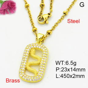Fashion Brass Necklace  F3N403969aakl-L002