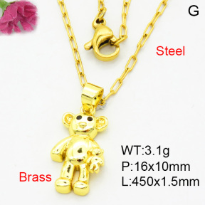 Fashion Brass Necklace  F3N404021vaia-L002