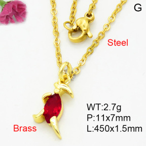 Fashion Brass Necklace  F3N404027vaia-L002