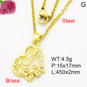 Fashion Brass Necklace  F3N404082avja-L002