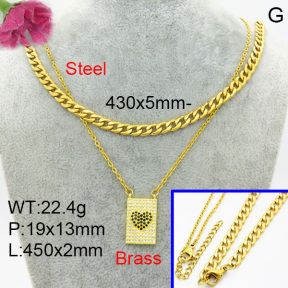 Fashion Brass Necklace  F3N404088vbll-L002