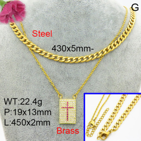 Fashion Brass Necklace  F3N404089vbll-L002