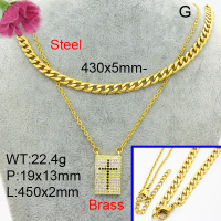 Fashion Brass Necklace  F3N404090vbll-L002