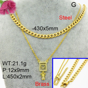 Fashion Brass Necklace  F3N404091baka-L002