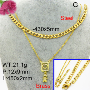 Fashion Brass Necklace  F3N404092baka-L002