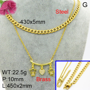 Fashion Brass Necklace  F3N404093ablb-L002